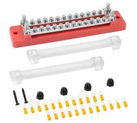 QIMEI-SHOP Bloc de Distribution D'alimentation 12V-48V DC Barres de Distribution D'énergie BusBar 150A 2 Voies avec 24 x M4 Boulons de Borne pour Voiture Bateau Rouge