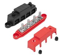 QIMEI-SHOP Bloc de Distribution D'alimentation 12V-48V DC BusBar 250A Barres de Distribution D'énergie avec 4 x M8 Boulons de Borne pour Voiture Camion Bateau Rouge Noir 2 Pièces
