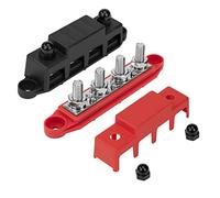 QIMEI-SHOP Bloc de Distribution D'alimentation 12V-48V DC BusBar 250A Barres de Distribution D'énergie avec 4 x M10 Boulons de Borne pour Voiture Camion Bateau Rouge Noir 2 Pièces