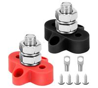 QIMEI-SHOP Bornier de Distribution D'alimentation de Batterie M10 Bornier de Batterie à Borne 12V-48V pour Voiture Camion Bateau Noir et Rouge 2 Pièces