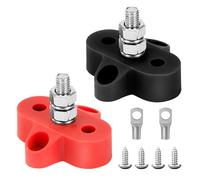 QIMEI-SHOP Bornier de Distribution D'alimentation de Batterie M6 Bornier de Batterie à Borne 12V-48V pour Voiture Camion Bateau Noir et Rouge 2 Pièces