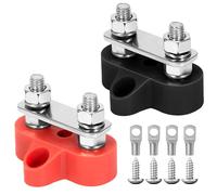 QIMEI-SHOP Bornier de Distribution d'alimentation de Batterie M6 Bornier de Batterie à Double Borne 12V-48V pour Voiture Camion Bateau Noir et Rouge 2 Pièces