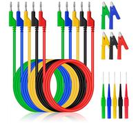 QIMEI-SHOP Câble de Test pour Multimètre avec Câbles de Test à Fiches Bananes 1m Pince Crocodile Sondes à Aiguille pour Multimètre Numérique 5 Couleurs 15 Pièces