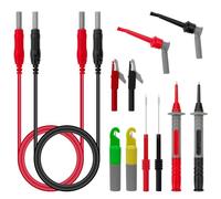 QIMEI-SHOP Câble de Test pour Multimètre Kit avec Pince Crocodile Câbles de Test à Fiches Bananes 1 m Sondes à Aiguille Crochet de test Sondes à Perforation 12 Pièces
