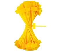 QIMEI-SHOP Collier de Serrage Jaune 150mm x 3 mm Attache Câble Plastique Serre Cable Étiquette Organiser pour Marquer Cable Management Jardinage 100 Pièces