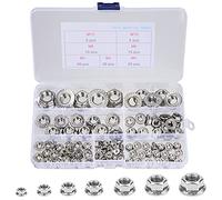 QIMEI-SHOP Écrou de Blocage Écrou Frein en Acier Inoxydable M3 M4 M5 M6 M8 M10 M12 Écrous à Bride Hexagonale avec Dentelés Assortiment Kit 105 Pièces