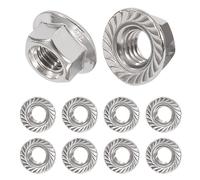 QIMEI-SHOP Écrous à Bride M10 Écrou Frein en Acier Inoxydable Écrou de Blocage Hexagonal avec Dentelée Conforme à Norme DIN 6923 10 Pièces