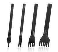 QIMEI-SHOP Kit Outils Perforatrice 4mm DIY Outils de Couture de Poinçon de Trou en Cuir En Acier Craft Laçage Coudre Ciseau Set 1/2/4/6 Dents 4 Pièces