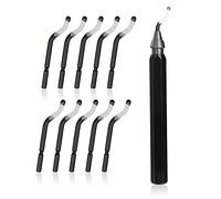 QIMEI-SHOP Outil D'ébavurage avec Poignée de Alliage D'aluminium 10 Deburr Lames de Acier Rapide pour Imprimante 3D Plastique Aluminium Cuivre et Acier 11 Pièces