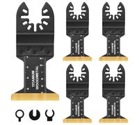 QIMEI-SHOP Outil Multifonction Lames de Scie Oscillantes Titane Universelle Lame Multitool Accessoires pour Métal Bois Plastique 5 Pièces