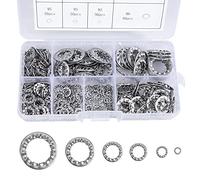 QIMEI-SHOP Rondelles de Blocage Acier Inoxydable Rondelle de Verrouillage M3 M4 M5 M6 M8 M10 M12 Rapide Pousser Fixations Assortment Kit avec Boîte 270 Pièces