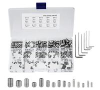 QIMEI-SHOP Vis Sans Tête Hexagonale Grub Screws de Acier Inoxydable Assortiment Kit M2.5 M3 M4 M5 M6 M8 avec Clé Allen 300 Pièces