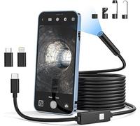 Qimic Caméra d'inspection endoscopique USB avec 8 lumières LED, caméra serpent semi-rigide de 5 m avec sonde étanche IP67 de 7,9 mm pour téléphone iOS/Android (noir, pas de WiFi nécessaire)