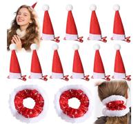 QIMMU 12 Pièces Pinces à Cheveux De Noël,Barrettes Noel,Accessoire Cheveux noel,Mini bonnet de Noëls,Chouchou cheveux noël,Parfait Pour Les Fêtes de noëls,Les Photos De Famille,Les Cadeaux