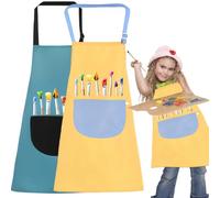 QIMMU 2 Pièces Tablier peinture enfant,Blouse peinture,Tablie Enfant,Avec Grande Poche Et Sangle Ajustable,Tablier enfant 7-12 Ans,per la pittura a scuola, l'artigianato e la cucina di casa