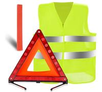QIMMU Triangle Voiture, Kit Triangle et Gilet Jaune pour Voiture, Gilet Jaune Voiture, Triangle de Signalisation Voiture avec Mallette de Rangement