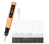 qimoi Stylo de Gravure Rechargeable pour Artistes : Grave sur Plus de 50 Surfaces, Convivial pour Les Débutants, avec 30 Embouts et Guide de Maîtrise pour Les Bricoleurs.