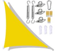 Qimopi Voile d'ombrage triangulaire 2 x 2 x 2 m avec kit de matériel en tissu Oxford imperméable pour terrasse, jardin, piscine (jaune)