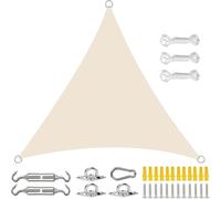 Qimopi Voile d'ombrage triangulaire 2 x 2 x 2 m avec kit de matériel en tissu Oxford imperméable pour terrasse, jardin, piscine (crème)