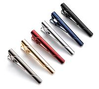 QIMOSHI Lot de 6 pinces à cravate pour homme - Pour cravates normales - Pour mariage, affaires, cravate