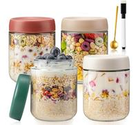 QIMYGIFT Overnight Oats Bocaux avec couvercle, 500 ml, avec couvercle à visser, pour confiture maison, nourriture pour bébé, mise en conserve, bocal à mason et levain