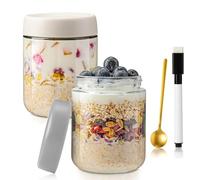 QIMYGIFT Overnight Oats Bocaux avec couvercle, 500 ml, avec couvercle à visser, pour confiture maison, nourriture pour bébé, mise en conserve, bocal à mason et levain