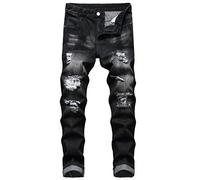 QIMYUM Jean déchiré pour homme, Pantalon Coupe ajustée - Coupe droite - 54