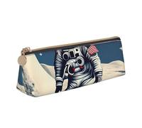 QIN&ZHENG Astronaute on The Moon Print Fashion Leather Triangle Pouch Light Cosmetic Case Full Print Compact Organizer, Blanc, Taille unique, Élégant, Blanc, One Size, Élégant
