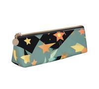 QIN&ZHENG Atomic Stars Rétro Motifs Imprimés Mode Triangulaire Pochette en Cuir Léger Trousse Cosmétique Complète Imprimé Complet Compact Organisateur, Blanc, Taille Unique Élégant, Blanc, One Size,