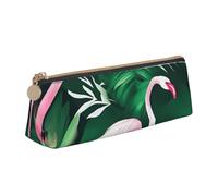QIN&ZHENG Flamingo Bird Green Leaf Print Fashion Leather Triangle Pouch Lightweight Cosmetic Case Full Print Compact Organizer, Blanc, Taille unique, Élégant, Blanc, One Size, Élégant