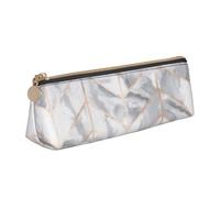 QIN&ZHENG Fond en marbre or rose imprimé pochette triangulaire en cuir tendance étui cosmétique léger organiseur compact imprimé, Blanc, One Size, Élégant