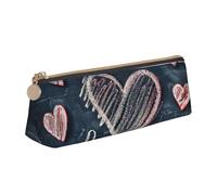 QIN&ZHENG I Love You Words with Hearts Print Fashion Leather Triangle Pouch Lightweight Cosmetic Case Full Print Compact Organizer, White, One Size, Stylish, Blanc, One Size, Élégant