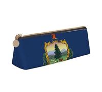 QIN&ZHENG Petite pochette triangulaire en cuir avec imprimé drapeau de l'État du Vermont - Léger - Organiseur compact - Blanc, taille unique, élégant, Blanc, One Size, Élégant