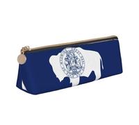 QIN&ZHENG Petite pochette triangulaire en cuir avec imprimé drapeau de l'État du Wyoming - Léger - Organisateur compact - Blanc, taille unique, élégant, Blanc, One Size, Élégant