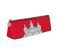 QIN&ZHENG Petite pochette triangulaire en cuir avec imprimé drapeau du Cambodge - Léger - Organiseur compact - Blanc, taille unique, élégant, Blanc, One Size, Élégant