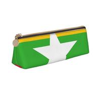 QIN&ZHENG Petite pochette triangulaire en cuir imprimé drapeau du Myanmar - Légère - Organiseur compact - Blanc, taille unique, Blanc, One Size, Élégant