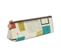 QIN&ZHENG Pochette triangulaire en cuir moderne du milieu du siècle avec impression moderne et organiseur compact, Blanc, One Size, Élégant