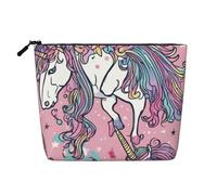 QIN&ZHENG Unicorn design01 Grande trousse de maquillage avec fermeture éclair pour femme légère, noire, taille unique, Noir/blanc, One Size