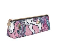 QIN&ZHENG Unicorn Design01 Trousse de maquillage légère en cuir avec motif triangulaire, Blanc, One Size, Élégant