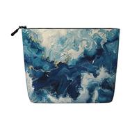QIN&ZHENG WITHIN THE TIDES Grande trousse de maquillage avec fermeture éclair pour femme, légère, noire, taille unique, Noir/blanc, One Size