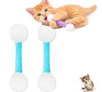 Qinayig Lot de 2 bâtonnets de baby-foot géants avec herbe à chat - Jouets interactifs en peluche douce pour chats (bleu ciel)