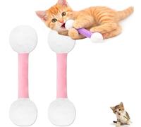 Qinayig Lot de 2 bâtonnets de baby-foot géants avec herbe à chat - Jouets interactifs en peluche pour chats d'intérieur - Jouets interactifs en peluche douce (rose)
