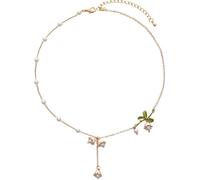 QINC Collier ras du cou tendance en émail avec orchidées et perles pour femme - Élégant collier de fleurs - Bijoux de mariage