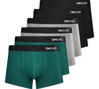 QINCAO Boxers Homme Lot de 6 Coton sous-vêtement Fitted Trunk Caleçons Ultra Doux Confortale,Noir ×2+ Gris Clair ×2+ Vert ×2,XL
