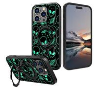 Qindaiwen Coque pour iPhone 16 Pro avec support caché, protection militaire contre les chutes, compatible avec MagSafe, coque de téléphone résistante aux chocs pour iPhone 16 Pro 6,3", alien