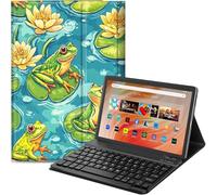 Qindaiwen Étui avec clavier Bluetooth amovible, pour tablette Amazon Fire HD 10 10,1", version 2023/2021 (13e/11e génération, version 2023/2021) 10,1", similicuir PU