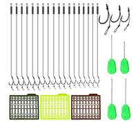 QINERSAW 18 PCS Hameçon de Pêche 19*10mm 16*7mm 14*7mm Bas de Ligne Carpe Montage Sans Ardillon Pour Pêche à Carpe Avec Montage de Cheveux