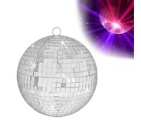 QINERSAW Boule à Facettes à Suspendre 15cm Boule Miroir à Suspendre Boule à Facettes Disco Boule à Facette Miroir Boule à Facette Décoration, Argent
