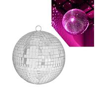 QINERSAW Boule à Facettes à Suspendre 20cm Boule Miroir à Suspendre Boule à Facettes Disco Boule à Facette Miroir Boule à Facette Décoration, Argent