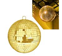QINERSAW Boule à Facettes à Suspendre 20cm Boule Miroir à Suspendre Boule à Facettes Disco Boule à Facette Miroir Boule à Facette Décoration, Or
